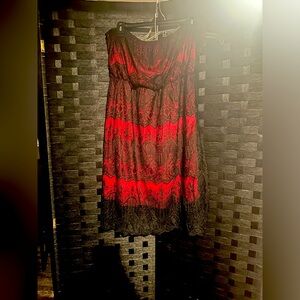 Shein Black and Red Strapless Tunic